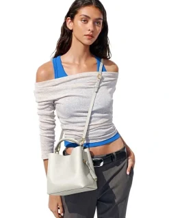MAISON de SABRÉ The Mini Leather Bucket Bag in Foam Cashmere