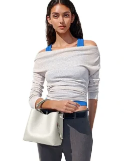 MAISON de SABRÉ The Mini Leather Bucket Bag in Foam Cashmere
