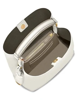 MAISON de SABRÉ The Mini Leather Bucket Bag in Foam Cashmere