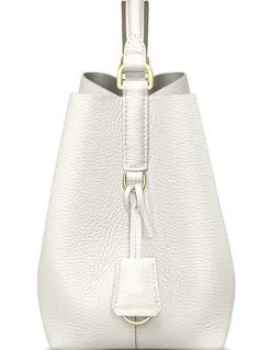 MAISON de SABRÉ The Mini Leather Bucket Bag in Foam Cashmere