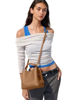 MAISON de SABRÉ The Mini Leather Bucket Bag in Manhattan Sandstone