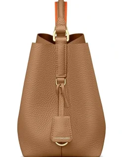 MAISON de SABRÉ The Mini Leather Bucket Bag in Manhattan Sandstone