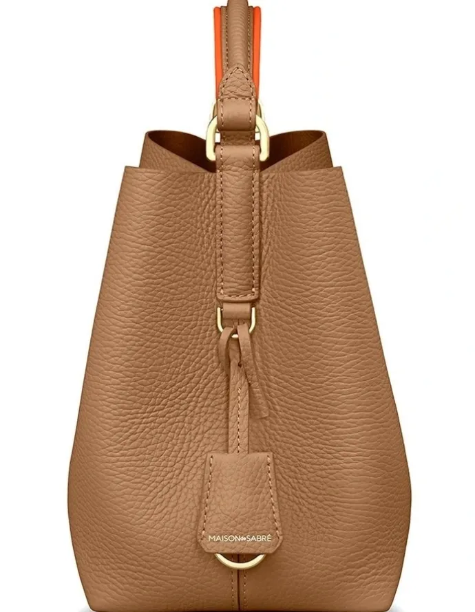 MAISON de SABRÉ The Mini Leather Bucket Bag in Manhattan Sandstone