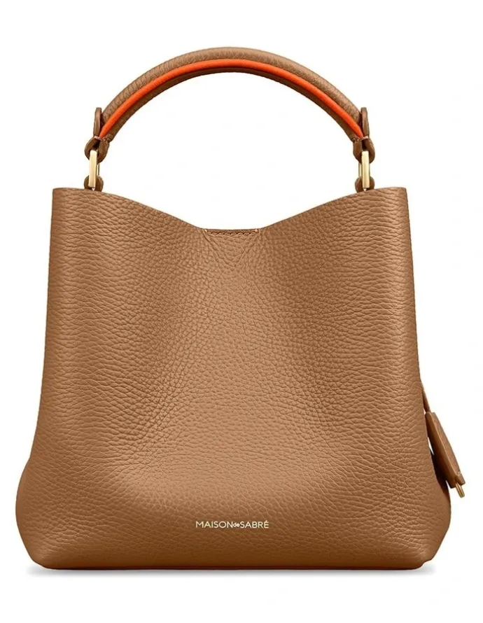MAISON de SABRÉ The Mini Leather Bucket Bag in Manhattan Sandstone
