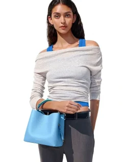 MAISON de SABRÉ The Mini Leather Bucket Bag in Sky Emerald