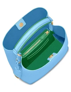 MAISON de SABRÉ The Mini Leather Bucket Bag in Sky Emerald