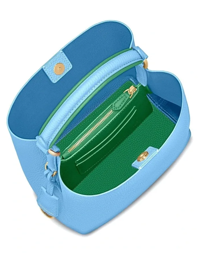 MAISON de SABRÉ The Mini Leather Bucket Bag in Sky Emerald