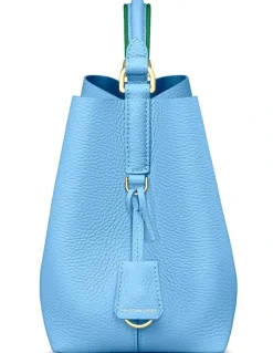 MAISON de SABRÉ The Mini Leather Bucket Bag in Sky Emerald
