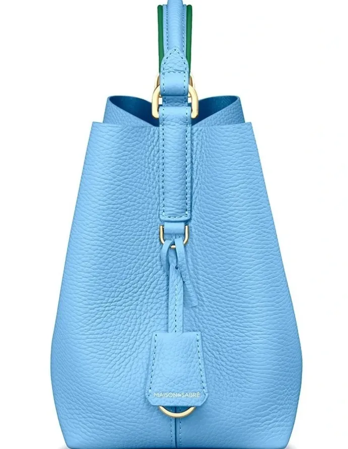MAISON de SABRÉ The Mini Leather Bucket Bag in Sky Emerald
