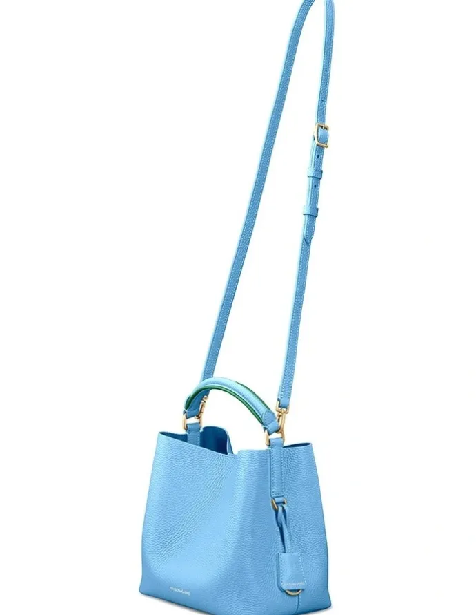 MAISON de SABRÉ The Mini Leather Bucket Bag in Sky Emerald