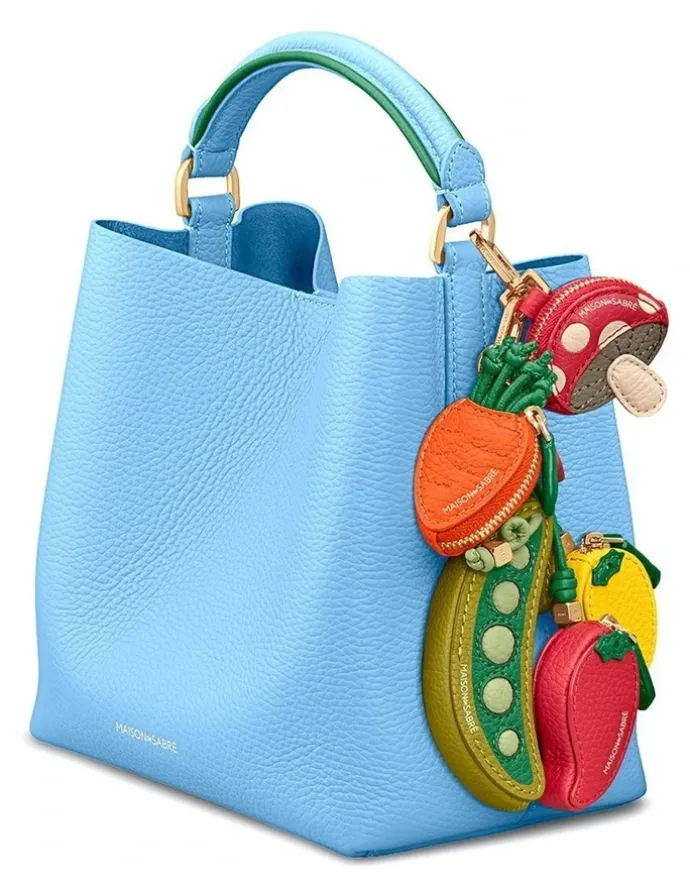 MAISON de SABRÉ The Mini Leather Bucket Bag in Sky Emerald
