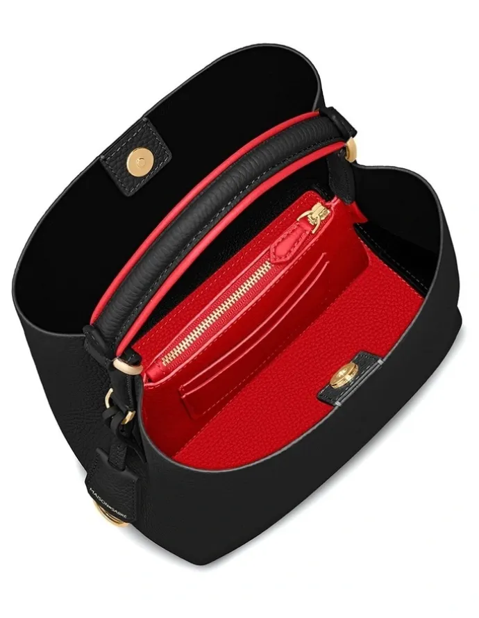 MAISON de SABRÉ The Mini Leather Bucket Bag in Rouge Noir