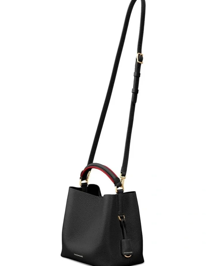 MAISON de SABRÉ The Mini Leather Bucket Bag in Rouge Noir