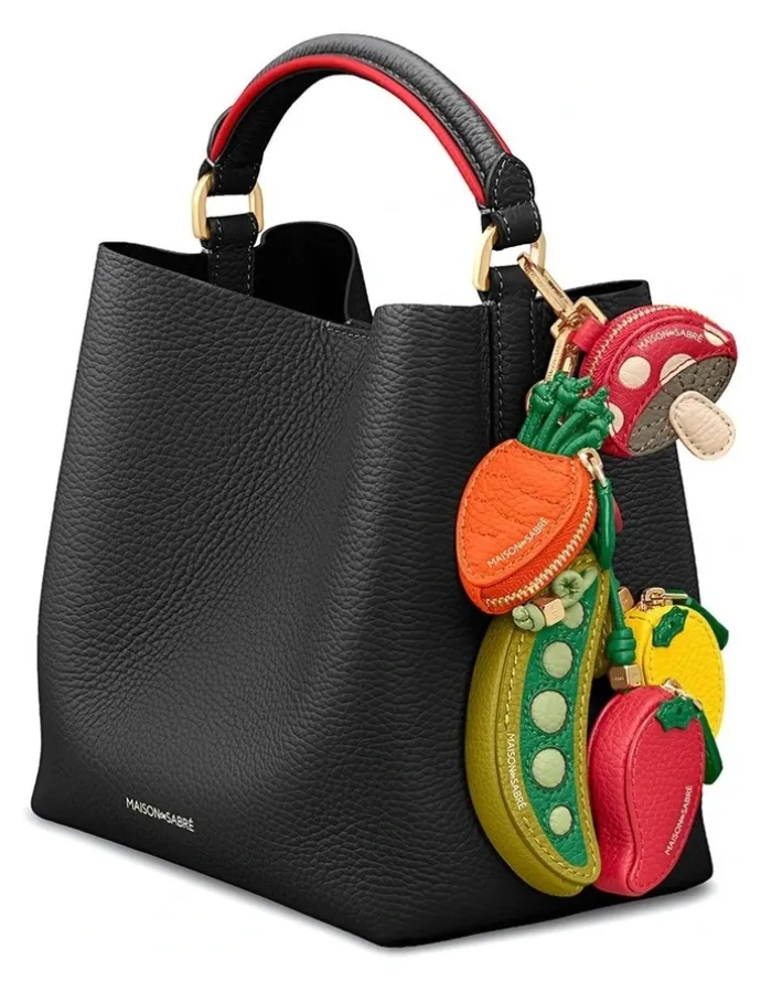 MAISON de SABRÉ The Mini Leather Bucket Bag in Rouge Noir
