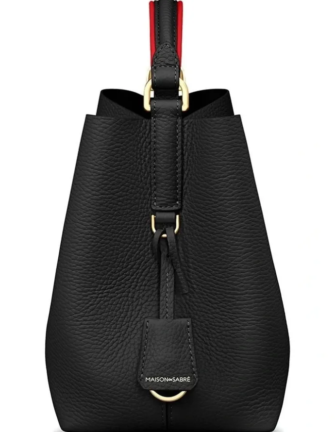 MAISON de SABRÉ The Mini Leather Bucket Bag in Rouge Noir