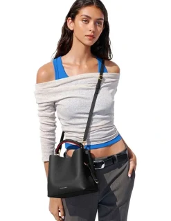 MAISON de SABRÉ The Mini Leather Bucket Bag in Rouge Noir