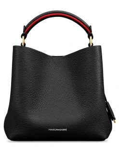 MAISON de SABRÉ The Mini Leather Bucket Bag in Rouge Noir