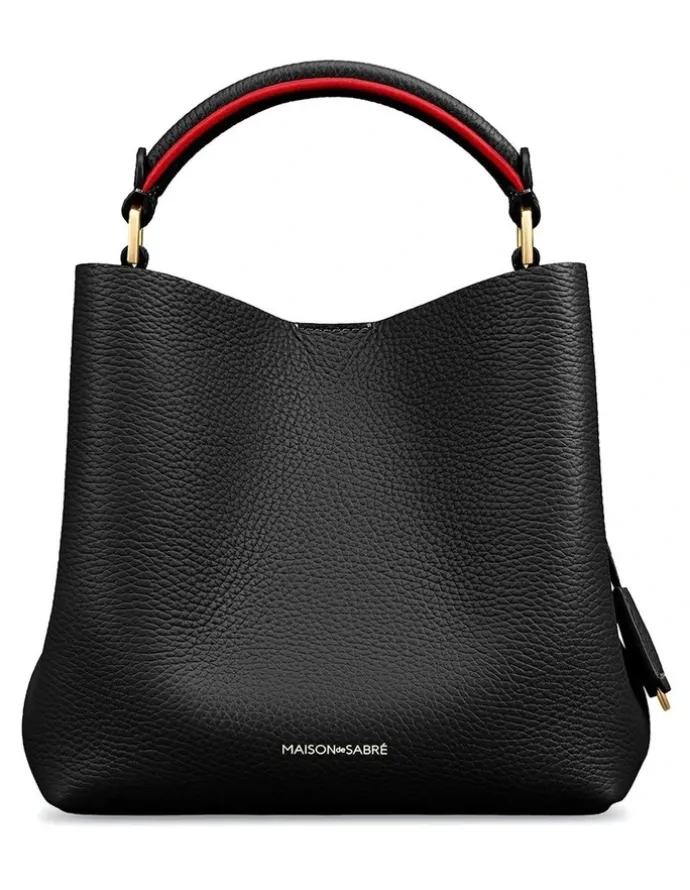 MAISON de SABRÉ The Mini Leather Bucket Bag in Rouge Noir