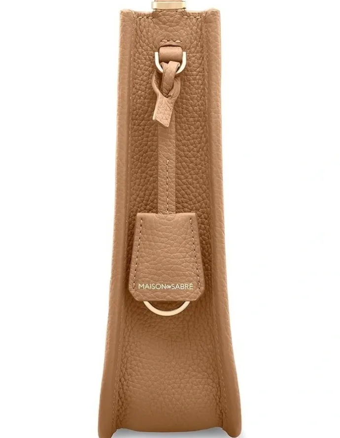 MAISON de SABRÉ The Mini Leather Saddle Bag in Sandstone Brown