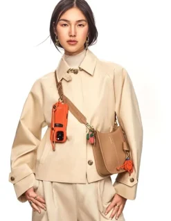 MAISON de SABRÉ The Mini Leather Saddle Bag in Sandstone Brown
