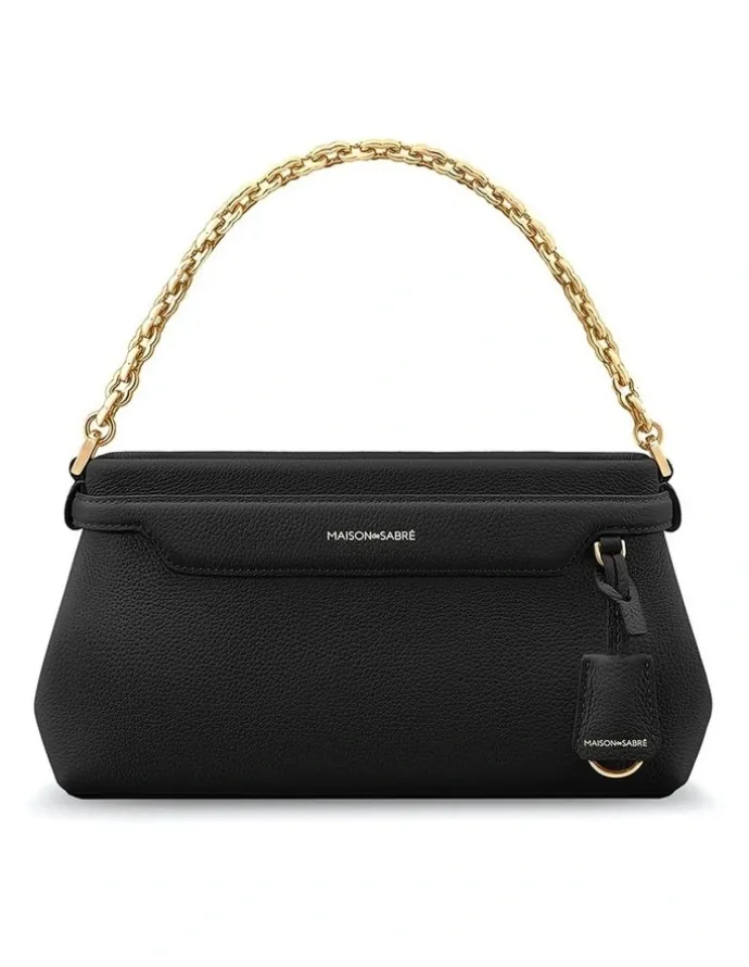 MAISON de SABRÉ The Palais Soirée Leather Shoulder Bag in Black Caviar