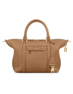 MAISON de SABRÉ The Small Leather Weekender Bag in Sandstone Brown