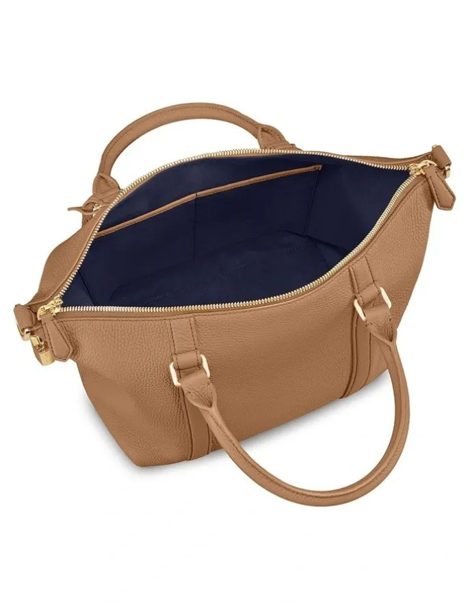 MAISON de SABRÉ The Small Leather Weekender Bag in Sandstone Brown