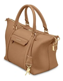 MAISON de SABRÉ The Small Leather Weekender Bag in Sandstone Brown