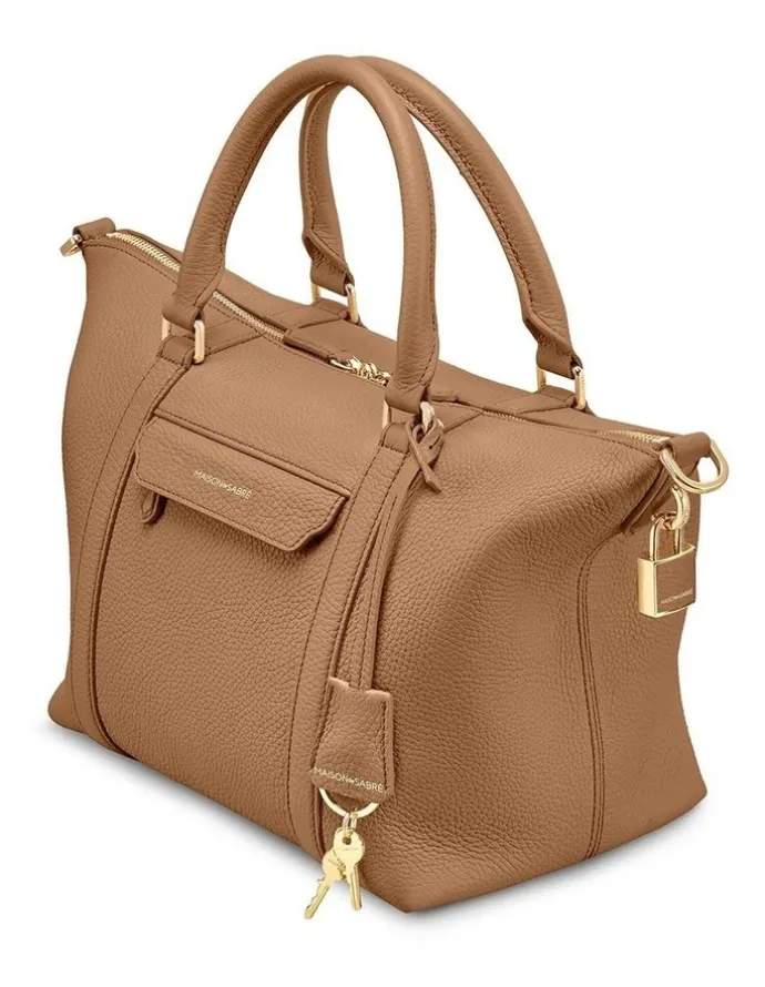 MAISON de SABRÉ The Small Leather Weekender Bag in Sandstone Brown