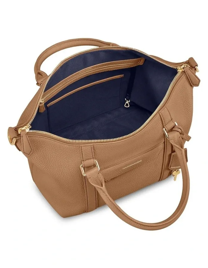 MAISON de SABRÉ The Small Leather Weekender Bag in Sandstone Brown