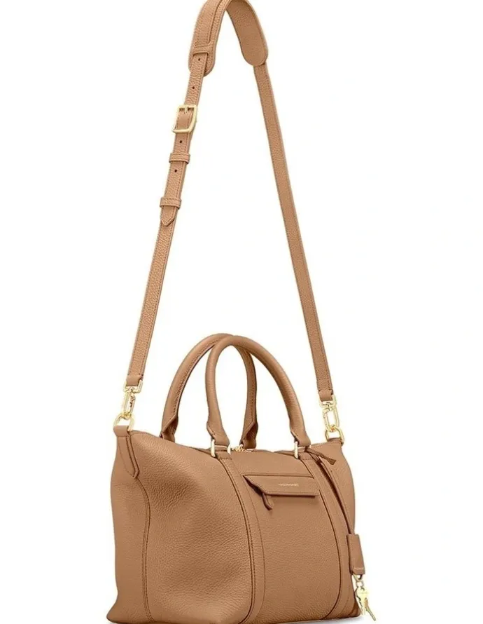MAISON de SABRÉ The Small Leather Weekender Bag in Sandstone Brown