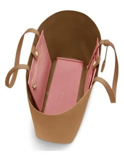 MAISON de SABRÉ The Snap Leather Tote in Sandstone Lily
