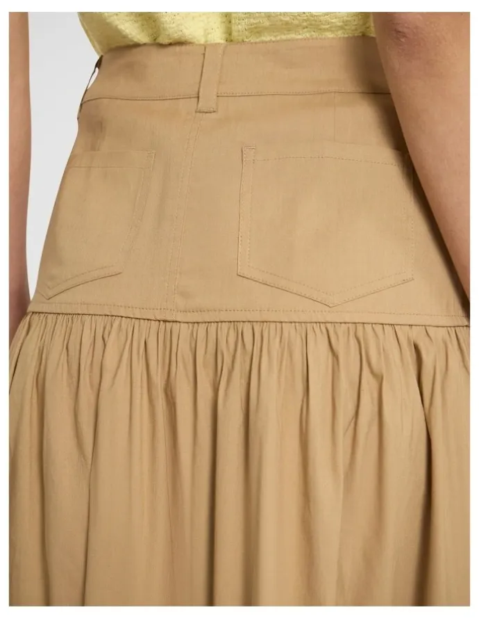 Marcs Ansel Linen Blend Midi Skirt in Tan