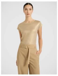 Marcs As Love Glows Foil Linen Tee in Gold