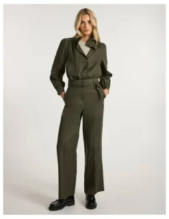 Marcs Ashley Funnel Neck Jacket in Dark Khaki
