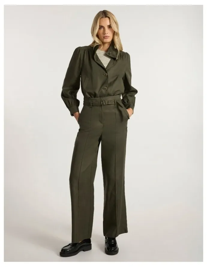 Marcs Ashley Funnel Neck Jacket in Dark Khaki