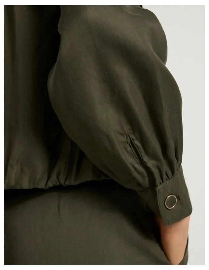 Marcs Ashley Funnel Neck Jacket in Dark Khaki