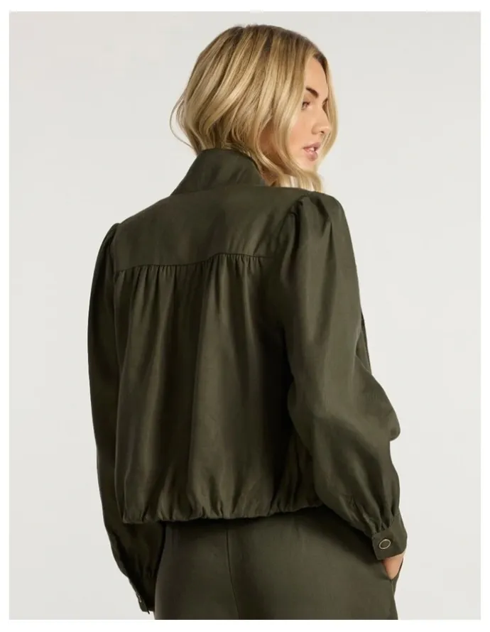 Marcs Ashley Funnel Neck Jacket in Dark Khaki