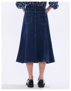 Marcs Ashwin Denim Midi Skirt in Chelsea Blue