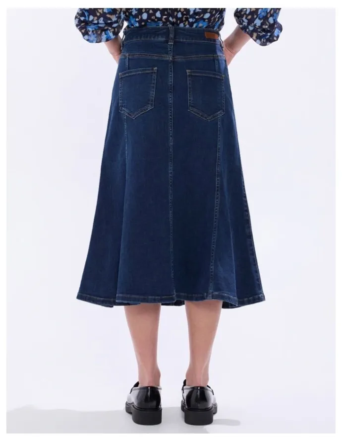 Marcs Ashwin Denim Midi Skirt in Chelsea Blue