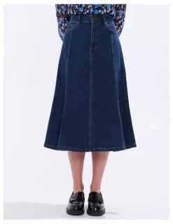 Marcs Ashwin Denim Midi Skirt in Chelsea Blue