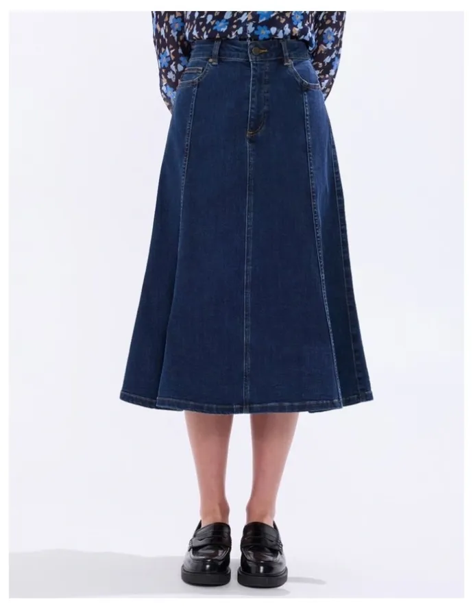 Marcs Ashwin Denim Midi Skirt in Chelsea Blue