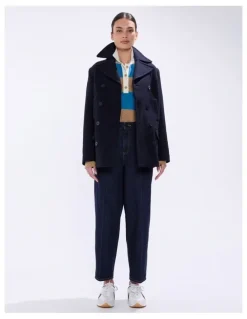 Marcs Brumbry Double Breasted Coat in Moonlit Navy