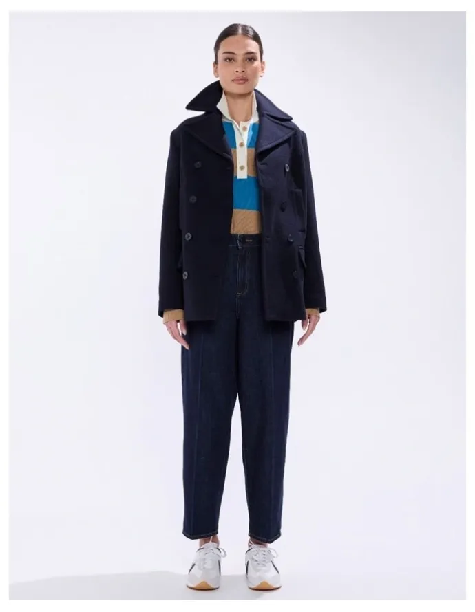 Marcs Brumbry Double Breasted Coat in Moonlit Navy