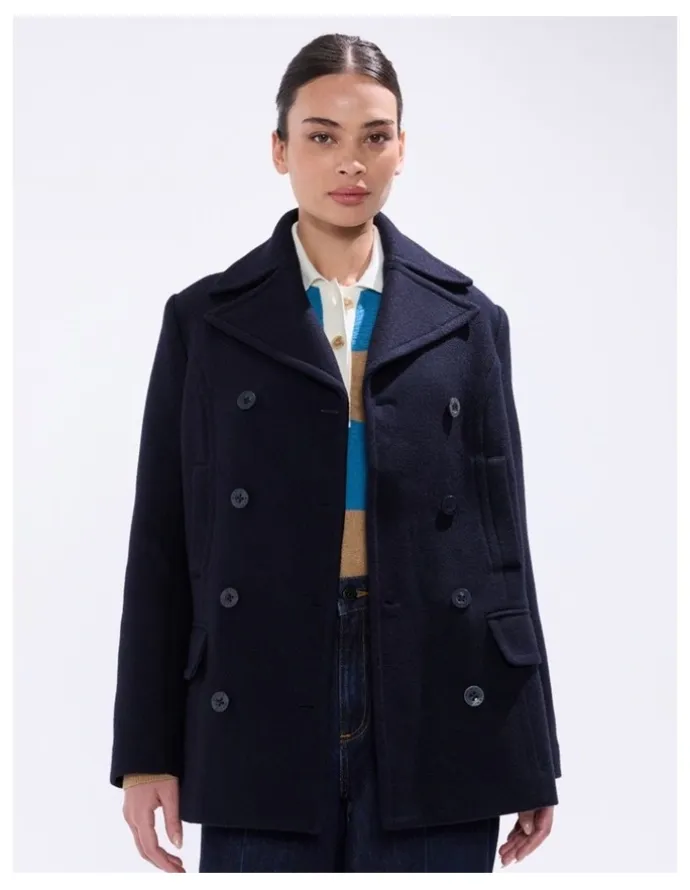 Marcs Brumbry Double Breasted Coat in Moonlit Navy