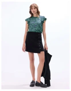 Marcs Fiadh Felted Wool Mini Skirt in Black