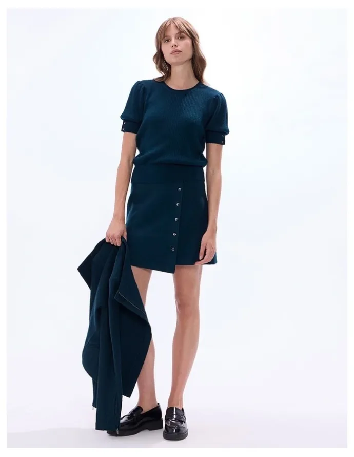 Marcs Fiadh Felted Wool Mini Skirt in Deep Forest