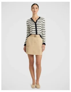 Marcs Finale Sequin Cardigan in Ivory Stripe