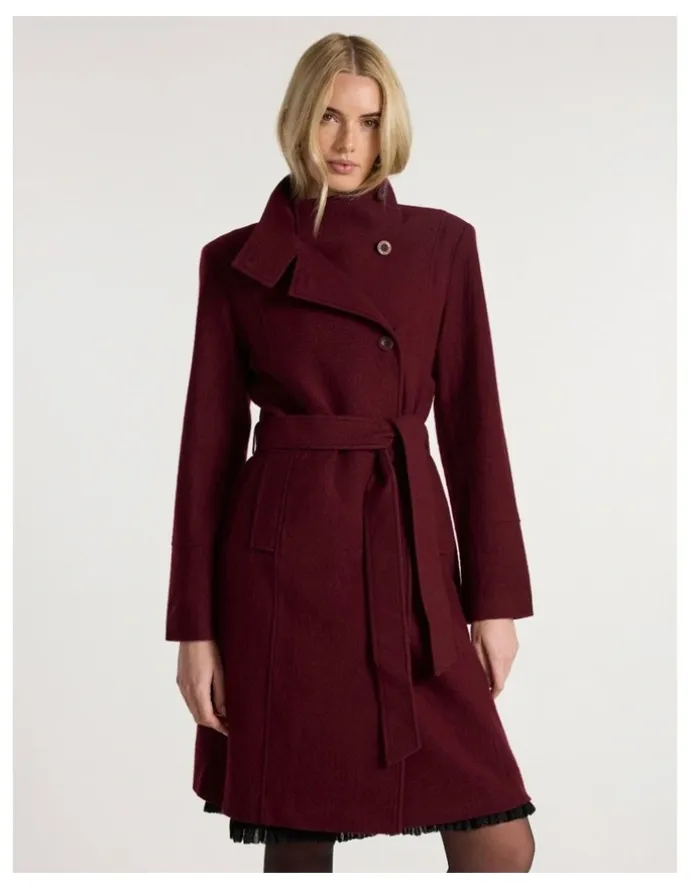 Marcs Francesca Felted Wool Coat in Ruby Port