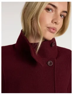 Marcs Francesca Felted Wool Coat in Ruby Port